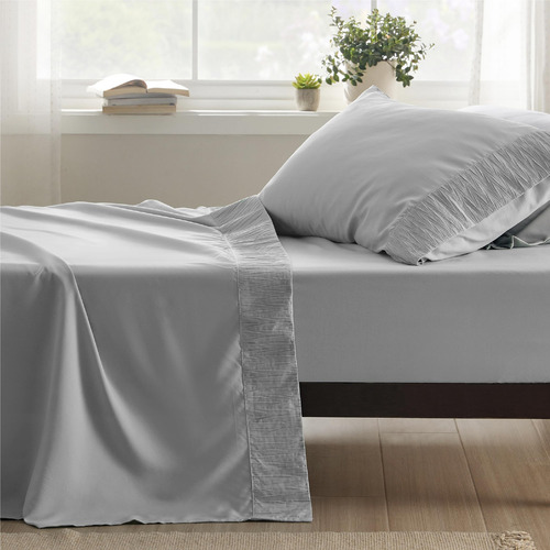 Bedsure Juego Sabanas Extra Largas Gris Individual Xl Funda