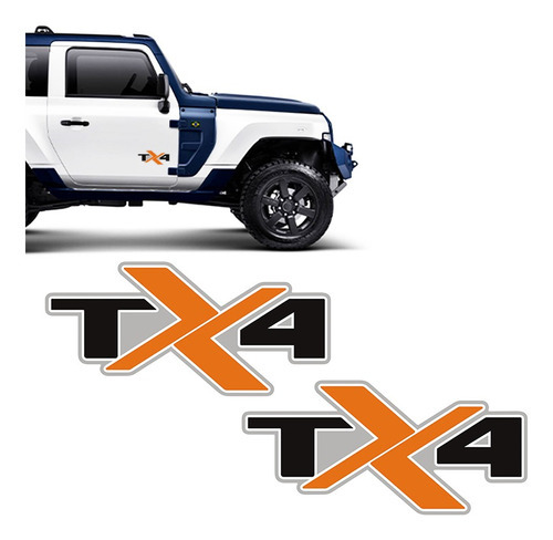 Par De Emblema Tx4 Troller 2020/2021 Adesivo Lateral Laranja