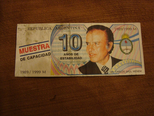 Argentina Billete De Propaganda De Carlos Menem (c2)