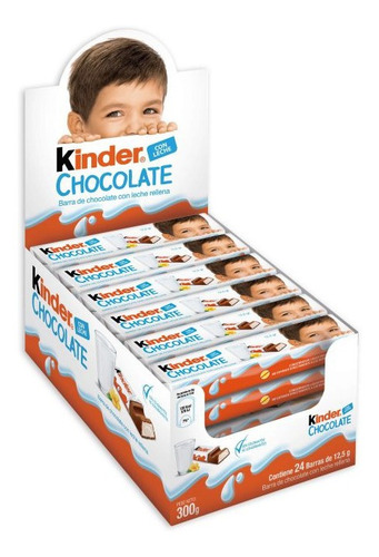 Imagen 1 de 6 de Chocolate Kinder Barritas Caja X24 Unidades 300g Leche