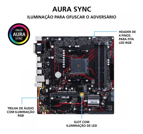 Imagem 3 de 4 de Placa-mãe Asus Prime B450m Gaming/br, Amd Am4, Matx, Ddr4