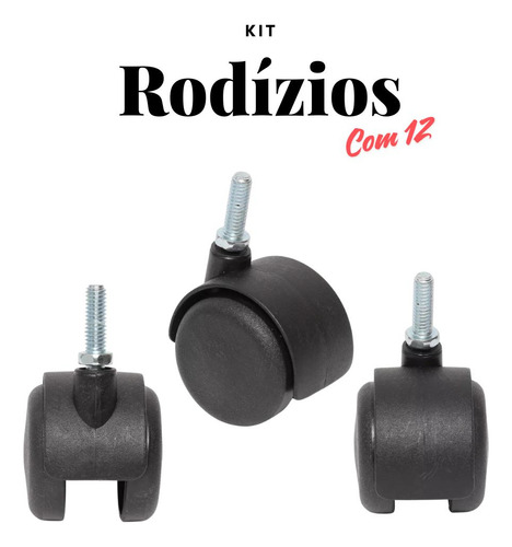 12 Rodízios Para Cama Box Baú E Móveis Em Geral Rosca 5/16