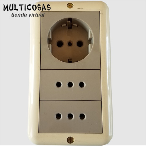 Imagen 2 de 7 de Caja + 1 Toma Schuko + 2 Tomas 3 En Línea Molveno Reggio
