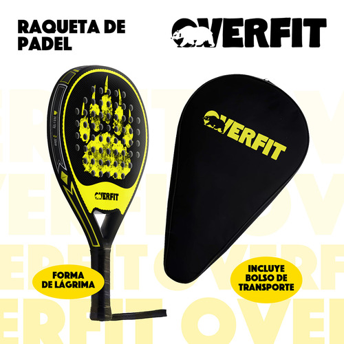 Pala De Padel Overfit Prostrike 38mm Lágrima Fibra Vidrio Y Carbono + Bolso