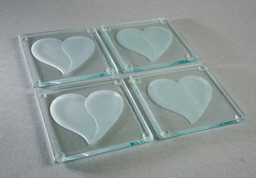 Portavasos Modernos De Cristal Corazón Set De 4