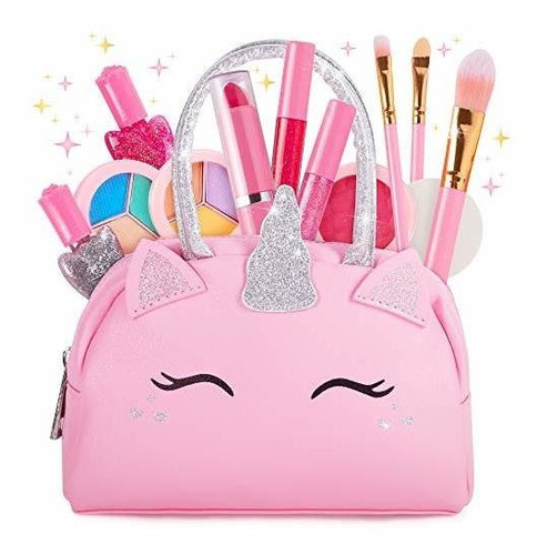 Set De Belleza Para Niñas Bolsa Unicornio Con Maquillaje