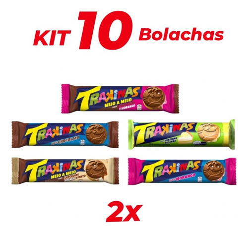 Kit Bolacha Recheada Trakinas 10 Unidades Os Sabores