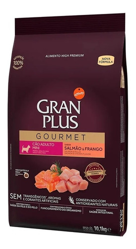 Ração Cães Raças Mini Salmão Frango Gourmet 10,1kg Granplus