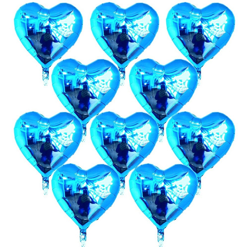 Set Pack Globos Corazones Metalizados 22cm X 10 Un.