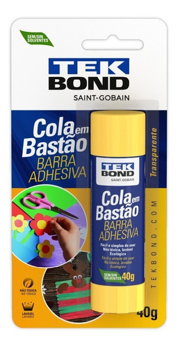 Cola Bastão 40g Sem Solvente Escolar Lavável Atóxica Tekbond