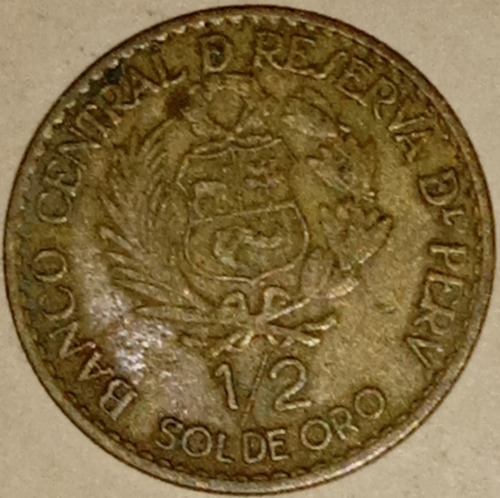 Moneda Antigua De 1/2 Sol Del Perú