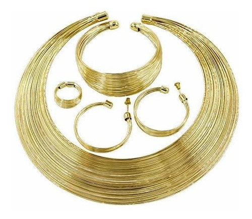 Liffly Fashion Crystal Jewelry Set 18 K Chapado En Oro Joyas