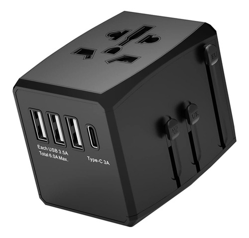 Adaptador Viaje Universal Internacional 3.5 3 X Usb + Tipo C