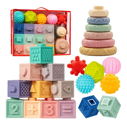 Juguetes Sensoriales Para Bebes 6 A 12 Meses Torre Y Cubos