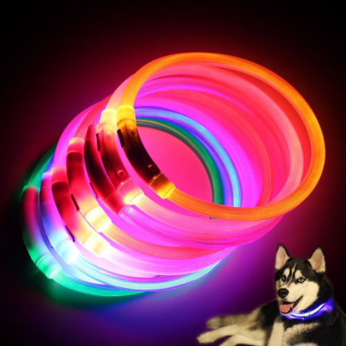 Collar Para Pasear Perros Con Luz Led Recargable Con Usb