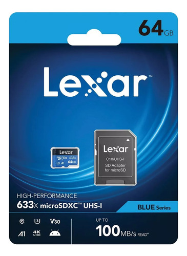 Tarjeta Micro Sd 64 Gb Lexar Lsdmi64gbbnl-633a 633x 100mb/s