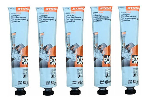 Kit 5 Tubos Graxa Original Stihl  Roçadeiras De Todas Marcas