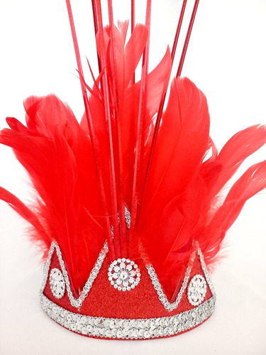Corona Plumas Roja Mediana. Casamiento - 15 Años - Fiestas