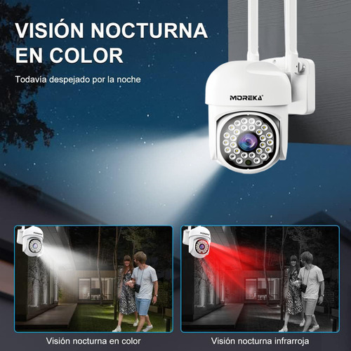 Moreka® 4pcs 2mp Cámara De Seguridad Exteriores Wifi Hd 1080p Videovigilancia Por Teléfono Móvil, Visión Nocturna, Funciones A Prueba De Agua Y Led Alarma, Wifi Doble Frecuencia, Con 26 Led