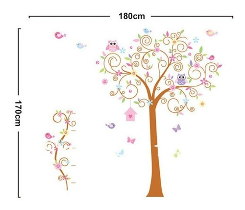 Vinilos Adhesivos Decorativos Arbol Colorido Buhos Jm7250ab
