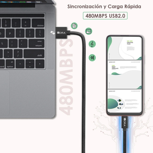 Cable V8 Micro Usb 1hora 2.4a Trenzado Uso Rudo Cab248