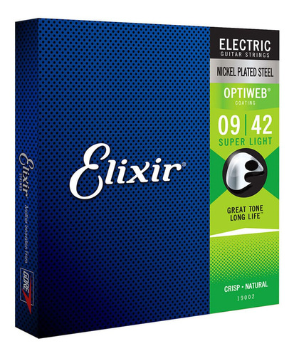 Encordoamento Para Guitarra Elixir 09 Super Light Optiweb 19