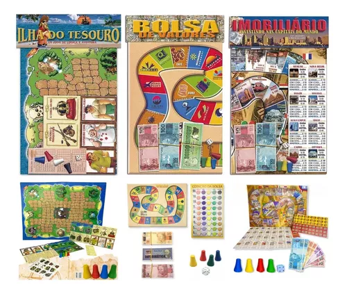 Jogo Bolsa De Valores + Banco Imobiliário + Ilha Do Tesouro