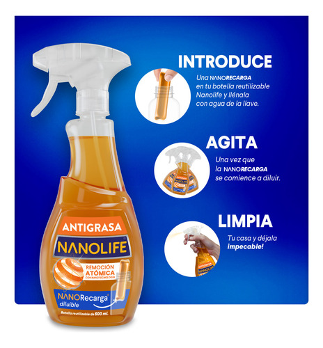 Limpiador Antigrasa Deysa Nanolife - Recarga 600 Ml