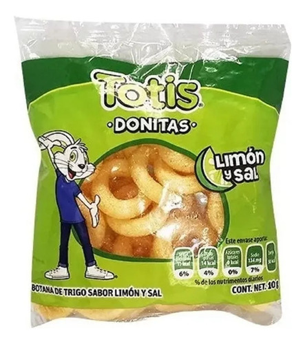 Botana Totis Donitas Frituras Sal Y Limón 100pz De 10g