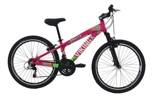 Bicicleta Freeride Aro 26 21 Vel Rosa/verde Vikingx Tuff25