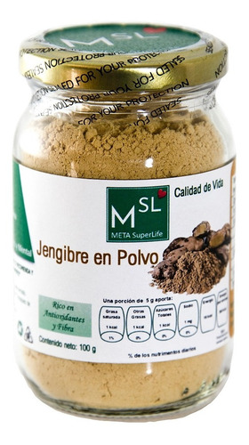 Imagen 1 de 4 de Jengibre En Polvo - Frasco Vidrio 100 G - Origen: Perú