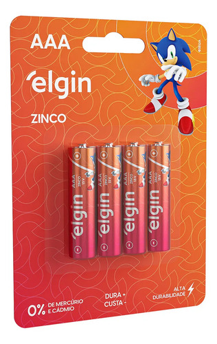 Pilha Zinco Aaa Palito R03 Blister 4 Unidades Elgin