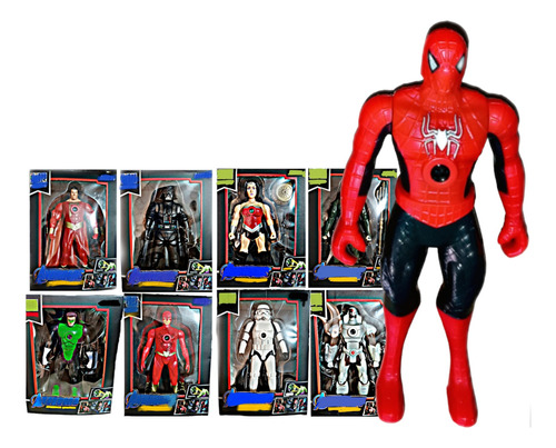 Muñeco Spidermann Súper Héroes C Luz Reflejante Colección+3a