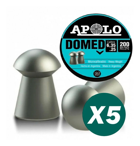Kit Balines Apolo Domed 6,35 Lata X200 - 5 Unid 25gr
