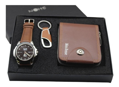 Reloj Hombre, Cartera, Llavero Estuche Set De Regalo