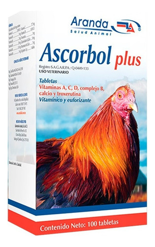 Aranda Ascorbol Plus 100 Tabletas Aves Gallos Alto Registro