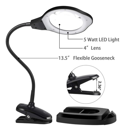 Lámpara De Lupa Con 2 Luces Usb, Soporte De Metal