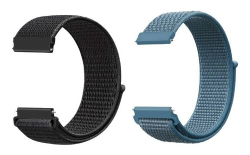 Kit Pulseira 22mm Nylon Bight Para Relógio E Smartwatch Cor Preto-Azul Cape Code