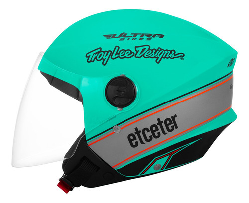 Capacete Etceter Open Power Brands Fosco Unissex Branco Cor Verde Turquesa Tamanho do capacete 56