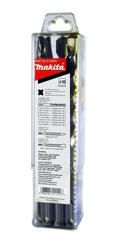 Imagen 5 de 7 de Juego Brocas Y Cinceles Sds Plus (10 Piezas) Makita D45820