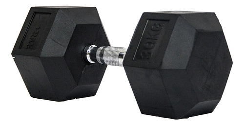 Halter Dumbell Emborrachado Sextavado Cromado De 30kg Rae Cor Preto