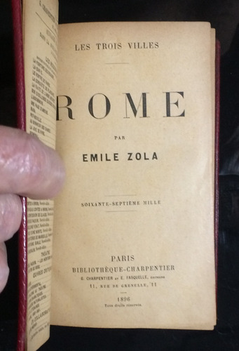 1896 ! Libro Roma  1 Edicion ! Francia Emile Zola