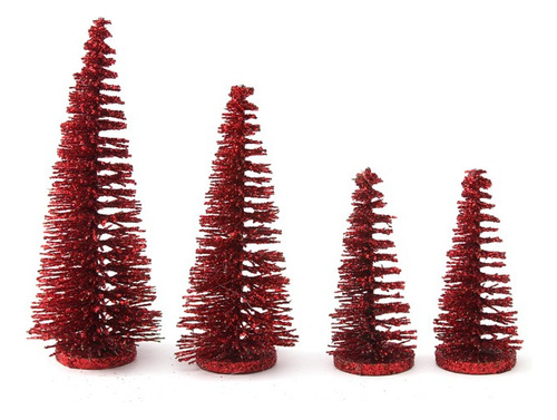 Arbol Navidad Set X 4 Pinitos Con Brillo 