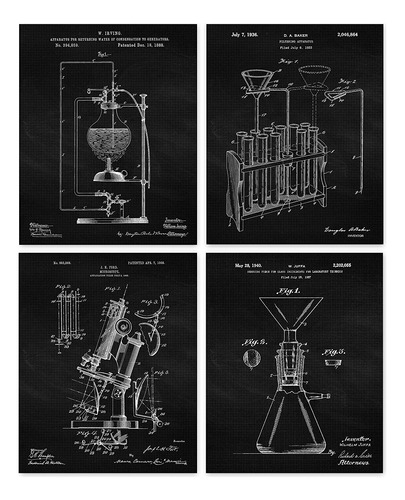 Vintage Science Lab Chemistry Patent Poster Prints  Juego De