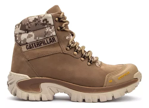 Bota Masculina Caterpillar de Couro Reforçado Impermeável Moderna +  Carteira CAT