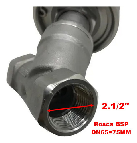 Válvula Angular Inox 2/2 Vias Simples Ação Rosca 2.1/2'' Pol