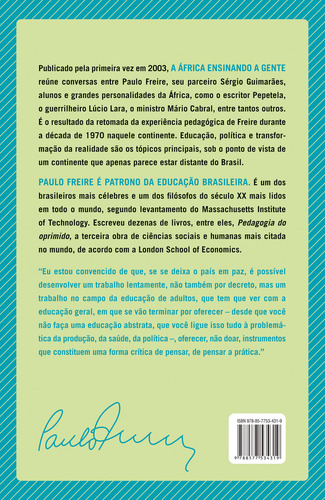 África ensinando a gente, de Freire, Paulo. Editorial Paz & Terra, capa mole em português, 2021