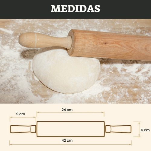 Rodillo De Madera Giratorio Para Amasar Pizza Pan Color Marrón claro