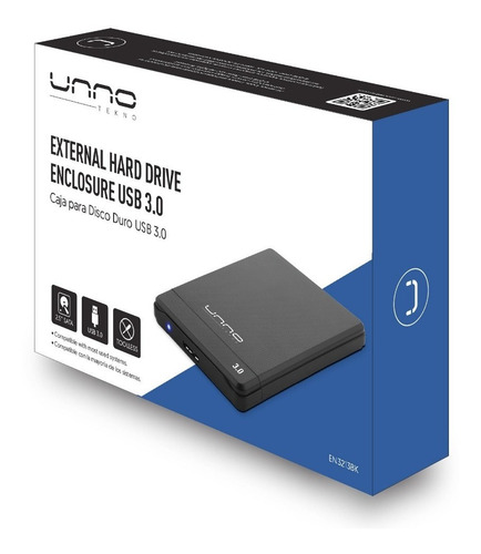Imagen 3 de 3 de Case Externo 2.5 Unno Tekno Para Disco Duro Sata Usb 3.0