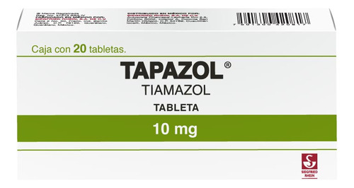 Tapazol Caja Con 20 Tabletas De 10 Mg.